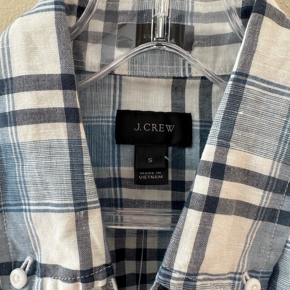 NWT J. Crew Light Blue and White Plaid Shirt - Picture 3 of 4